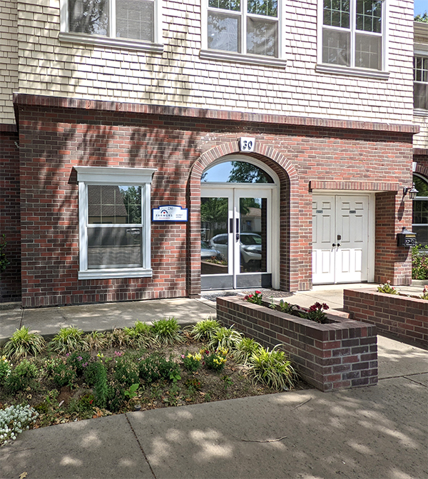 front of brick office